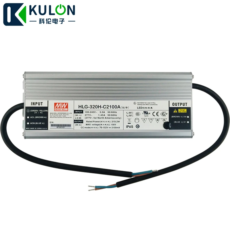Оригинальный светодиодный драйвер Meanwell HLG 320H C2100A 320W 1400mA 114 ~ 229V водонепроницаемый