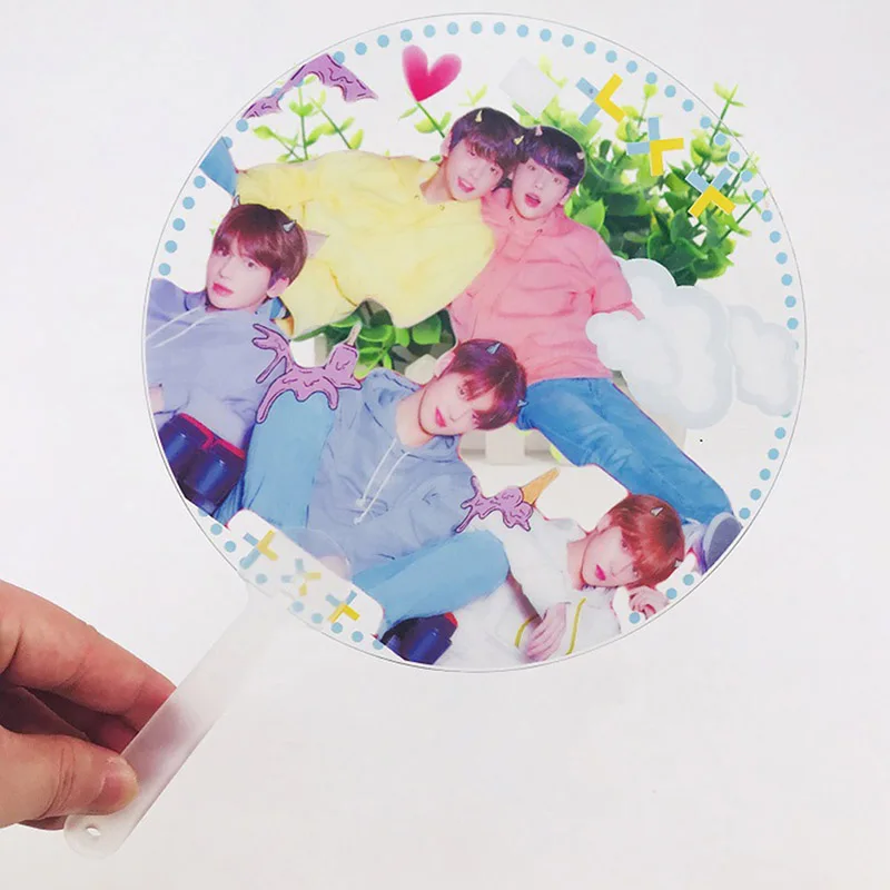 Kpop TXT фото ручной вентилятор Soobin Yeonjun прозрачный ПВХ ручной вентилятор Taehyun Hueningkai летние канцелярские принадлежности подарок