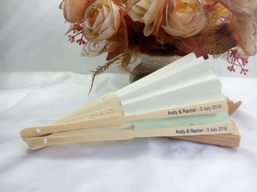 150 шт/партия персонализированный Шелковый ручной вентилятор Свадебный с