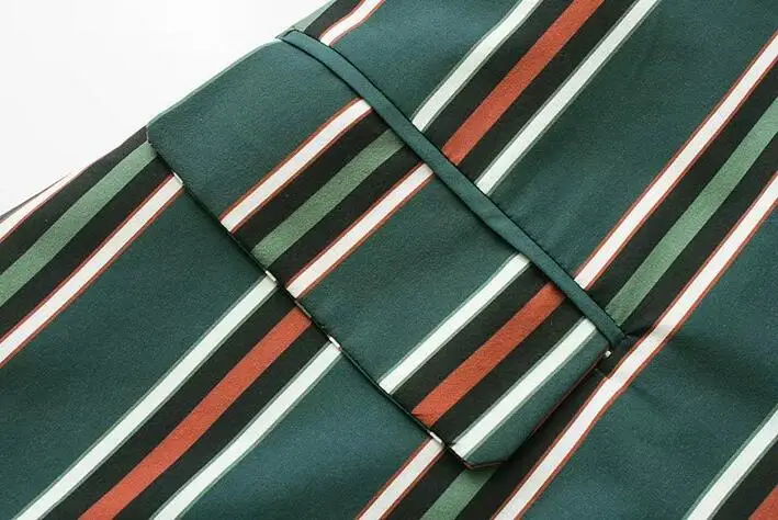 Chic Contrast Dark Green Vertical Striped Blazer 2017 Autumn New Woman Notched Collar Slim fit Suit Jacket | Женская одежда