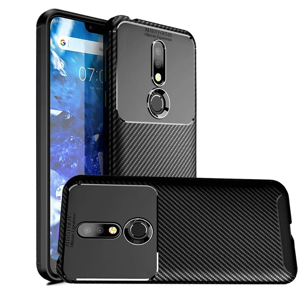 Чехол для Nokia 2 1 3 5 6 7 8 Plus X5 X6 X7 мягкий силиконовый чехол из углеродного волокна 9