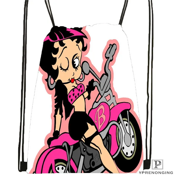 Drawstring Backpack Изготовленная на заказ Betty Boop походная сумка на шнурке для мужчин и женщин милый рюкзак для детей(черная спинка) 31x40 см#180531-01-44 - Цвет: Drawstring Backpack