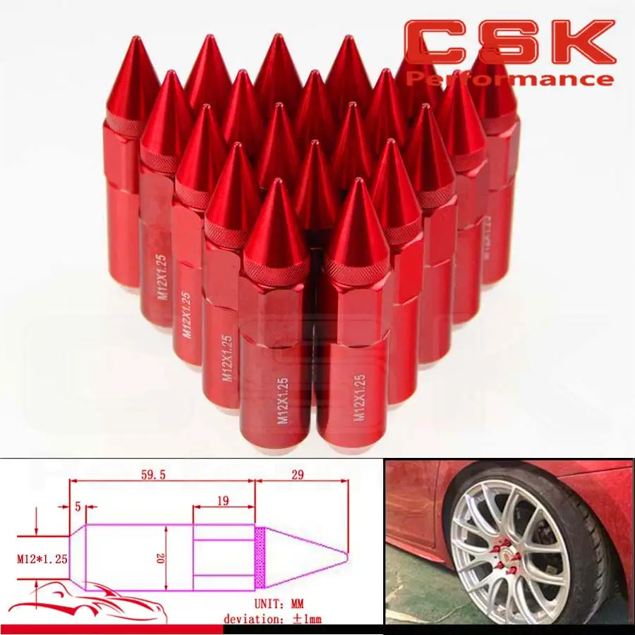 20 шт. Расширенный тюнер 60 мм гайки колеса/диски M12X1.25 алюминий