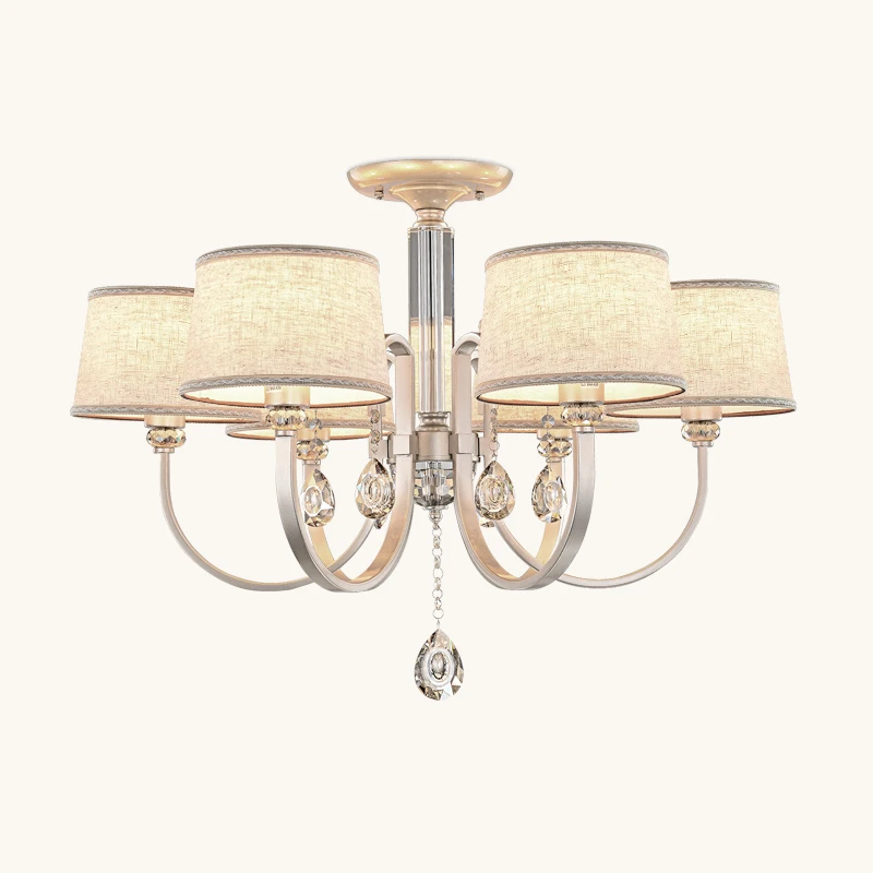 Люстра из льняной ткани с абажуром современная хрустальная лампа для