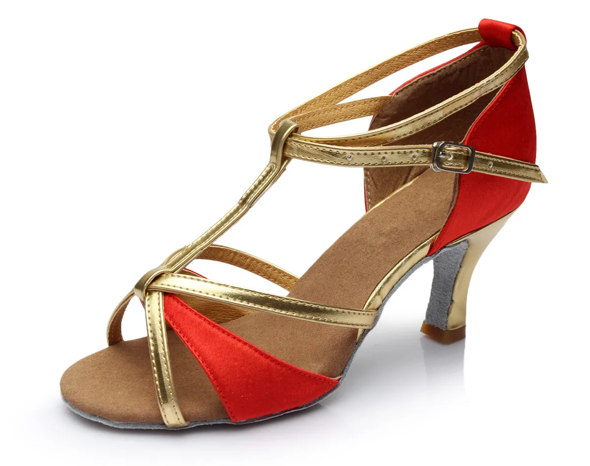 Лидер продаж Женские Сатиновые/кожзаменители Бальные/Танго/Сальса сандалии