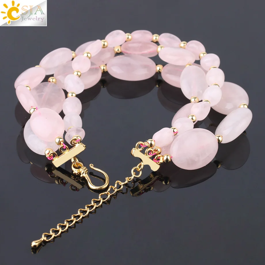 Женский многослойный браслет CSJA овальный из натурального камня в форме яйца с