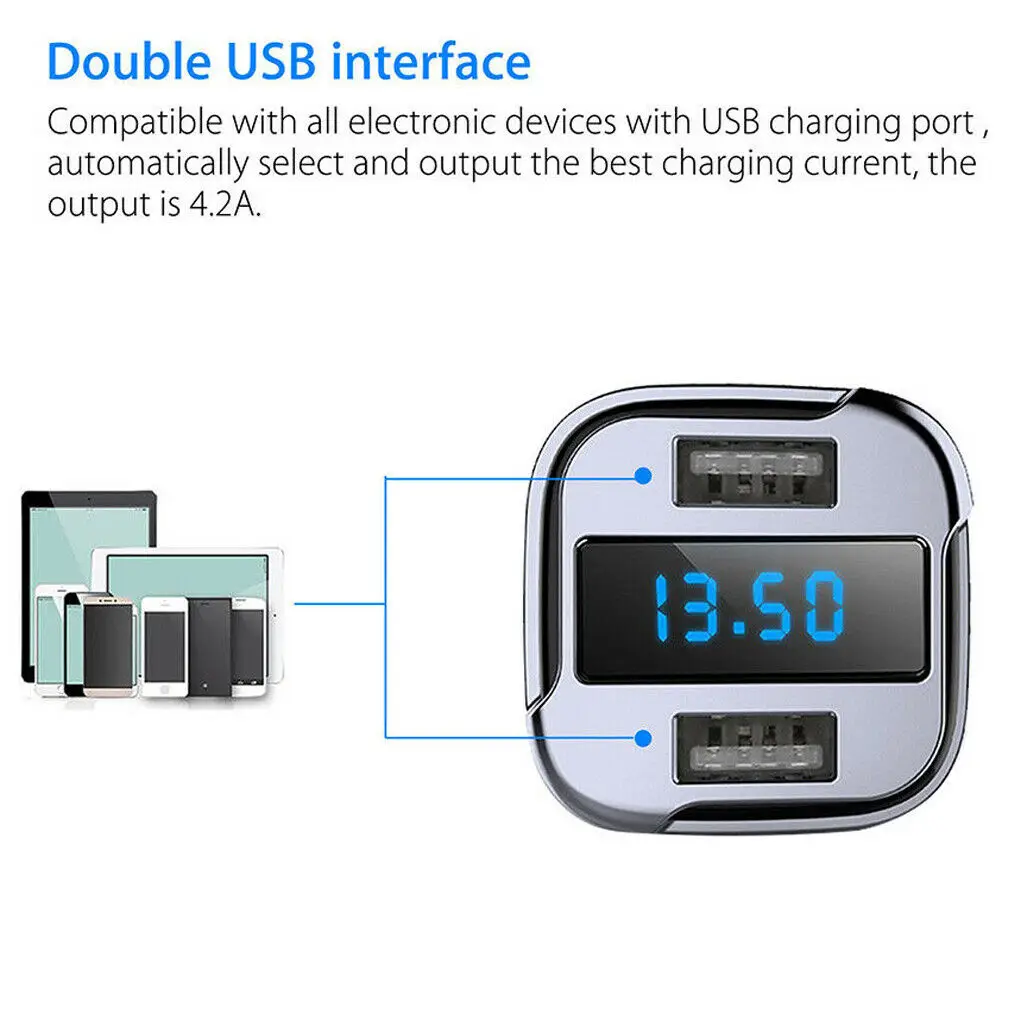 Автомобильное зарядное устройство 4.2A двойное светодиодное USB Универсальное с GPS