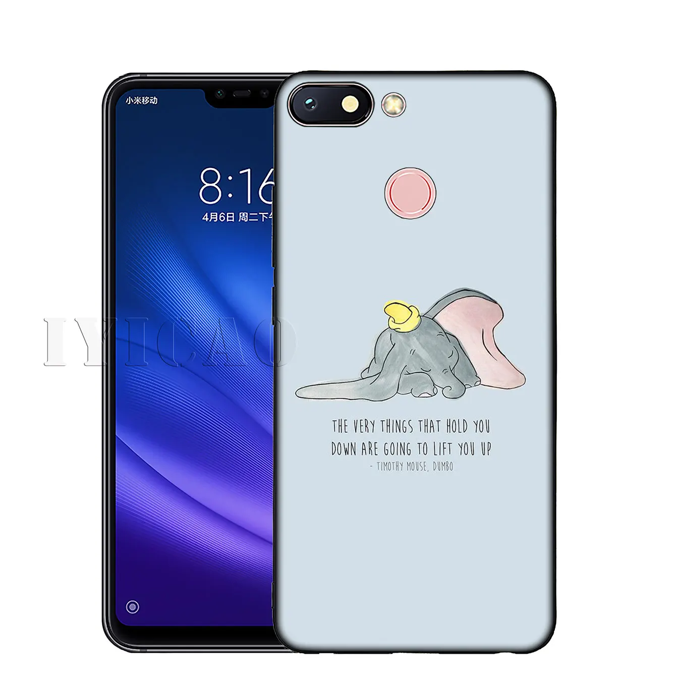 IYICAO Dumbo Cute elephant Soft Silicone Phone Case for Xiaomi Redmi K30 K20 8A 7A 6A 5A S2 GO Note 8 8T 7 5 6 Pro Cover |