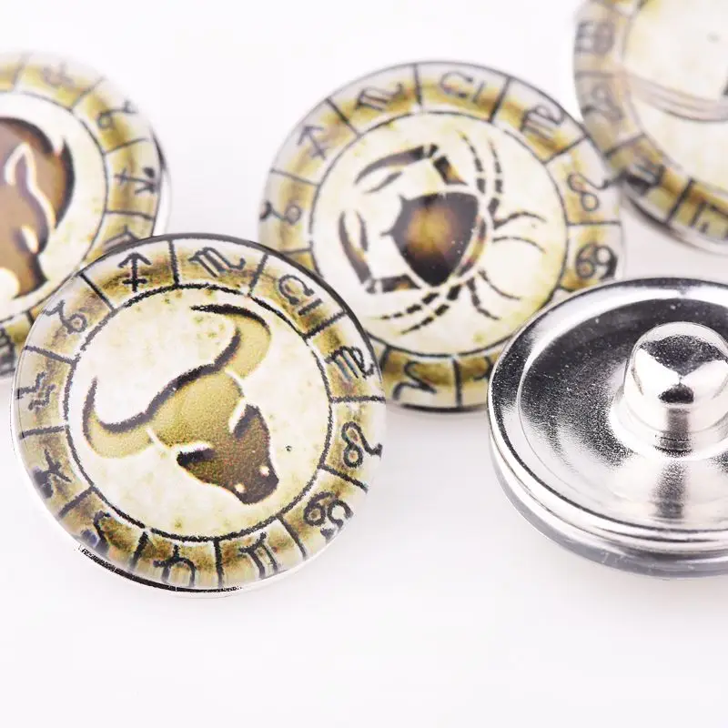 12 шт./лот смешанные стили винтажные созвездия узор кнопки подходят для браслета