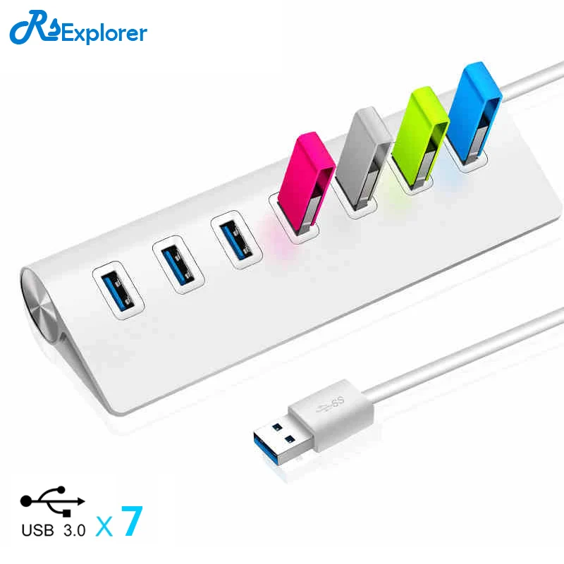 RSExplorer Алюминиевый 7 портов usb 3 0 концентратор высокого качества сплиттер адаптер