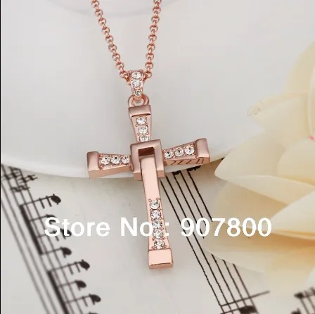 Ожерелье с подвеской в виде креста домика Форсаж золотистого и серебристого