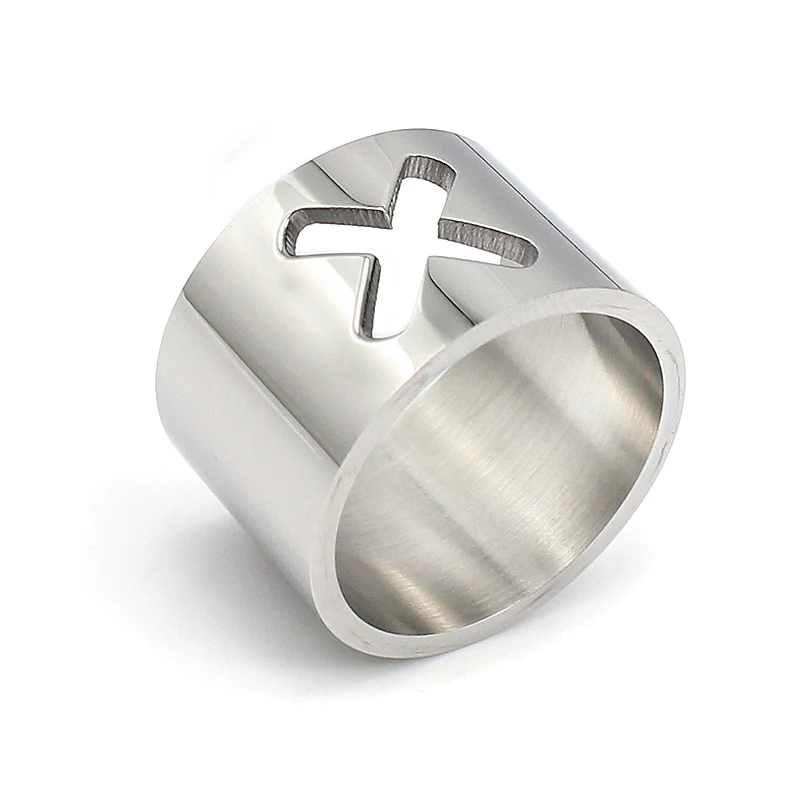 Couya Brand Blank Cross Ring 2017 Summer Unique Design 316L Stainless Steel Hollow Women Rings Fashion Jewelry|women fashion rings|women ringscross