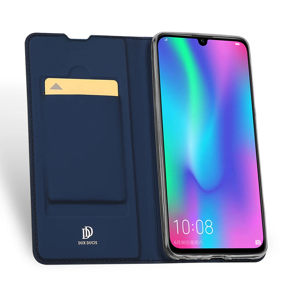 Стеклянная пленка) флип чехол для Huawei Honor 10 Lite Роскошный кожаный бумажник чехлы