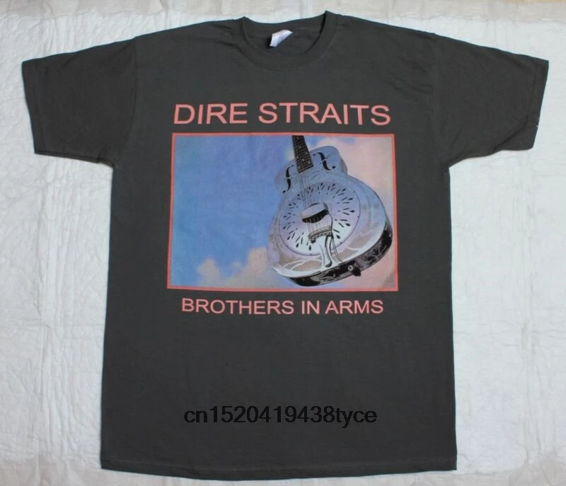 Мужская футболка DIRE STRAITS BROTHERS IN ARMS MARK KNOPFLER ROCK Новая Серая Футболка (1) wo