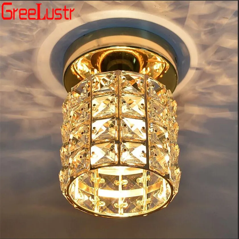 Светодиодный потолочный светильник Luminaria teto Gold Хрустальный для входной лестницы