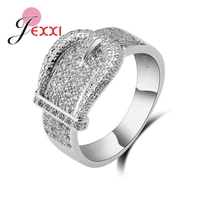 trendy 925 sterling silver womens crystal rings with stones belt buckle design fashion jewelry wholesale
