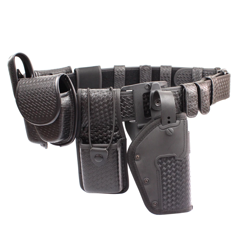 

Police 10piece Duty Belt Rig Kit Includes Duty Belt cuff Case Radio Holder Belt Keepers MK4 Compact Light Holder Basketweave
