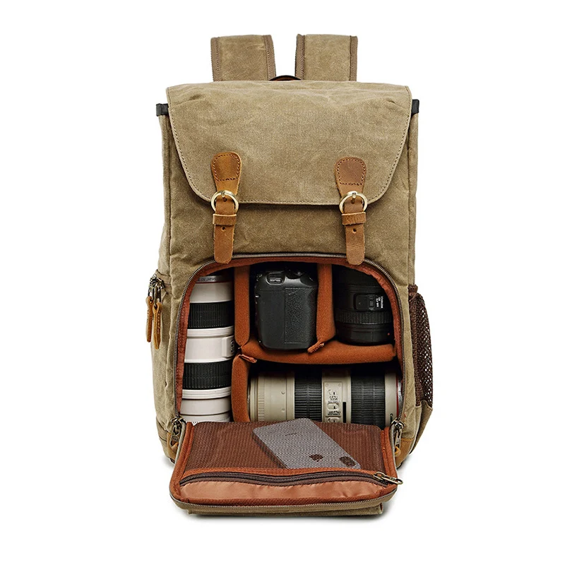 

LXH Batik Canvas Waterproof Camera Backpack Photography Bag Large Outdoor Travel Bag For Canon Sony Fujifilm Nikon DSLR Bag