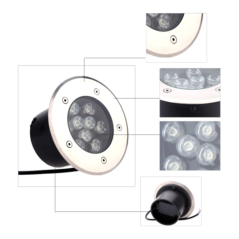 

9W LED underground light, led Outdoor In Ground Garden Square Flood Spotlight Waterproof Landscape Light Lamp Bulb 85-265V