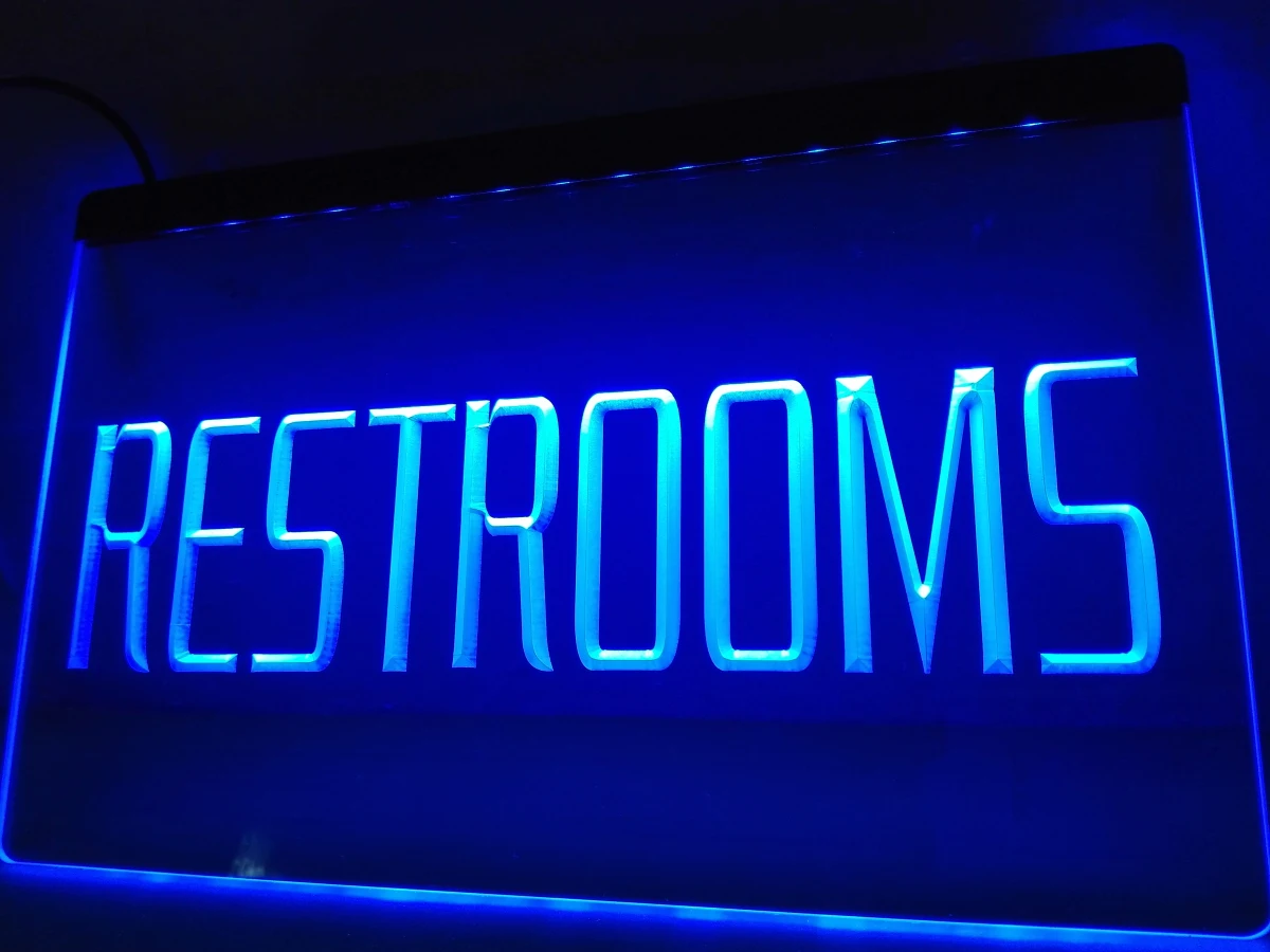 

LB157- RESTROOMS Toilet Washroom Fluorescent Light Sign home decor crafts