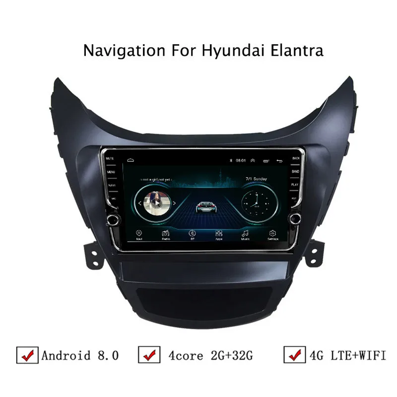 9" Android 6.0/8.0/8.1 Car DVD GPS Navigation For Hyundai Elantra 2011 2012 2013 2014 Radio Head Unit | Автомобили и