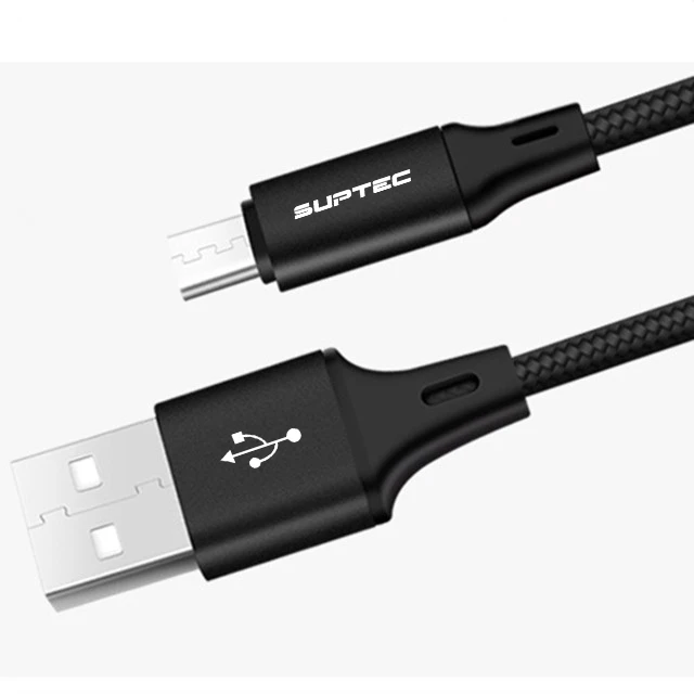 SUPTEC 2 м микро USB кабель Быстрая зарядка для Xiaomi Redmi Note 5 Pro Android кабель для передачи данных для мобильного телефона для samsung S7 микро зарядное устройство - Цвет: Black