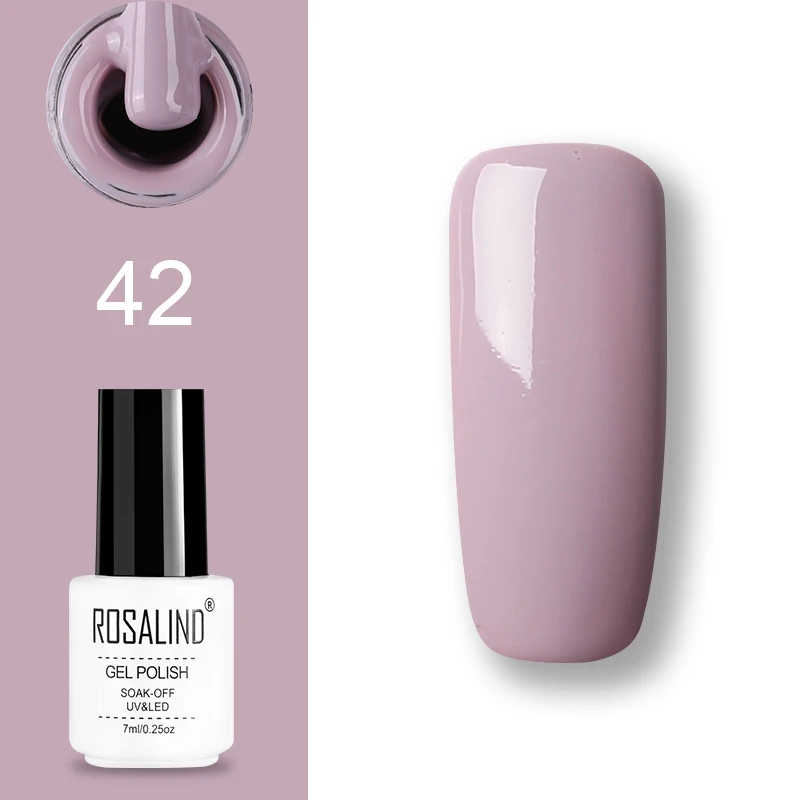 42 ROSALIND набор гель-лаков UV Vernis полуперманентный праймер верхнее покрытие 7 мл полигель-лак для маникюра - Цвет: 42