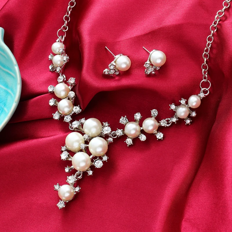 Новинка искусственный жемчуг Свадебный комплект ювелирных изделий для невесты