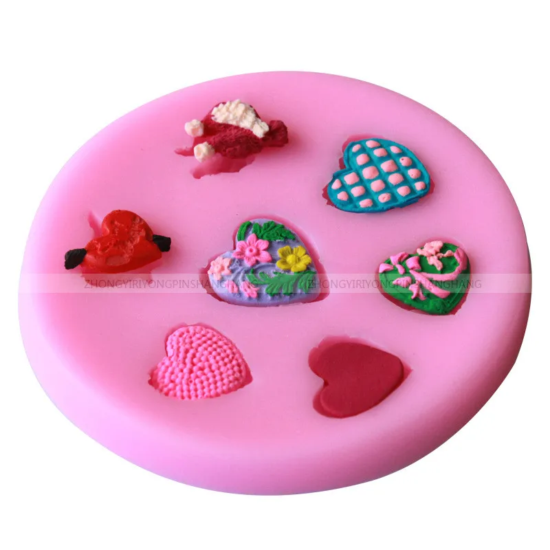 Силиконовая форма в виде разных сердца 3D формы украшение для шоколада инструмент
