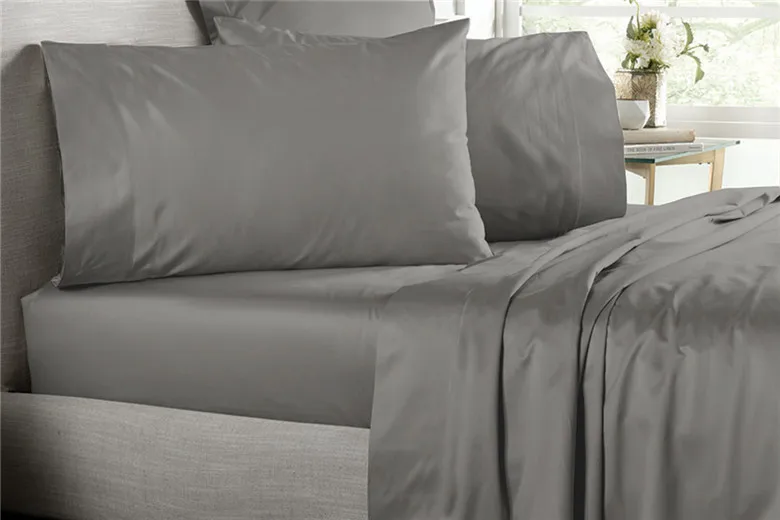 Middle gray Египетский хлопок 1200 TC queen Super King size Белый Серый Цвет плоский лист пододеяльник 4 шт. набор на заказ - Цвет: Middle gray