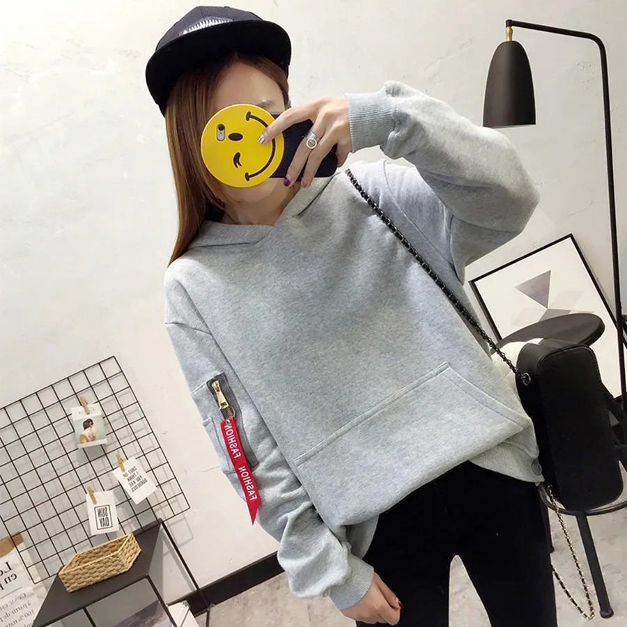 Women Hoodies Sweatshirts Long Sleeve 2017 Autumn Winter Hooded Pullover Hoodie Ladies Casual Tops Black Grey CoatsTracksuit | Женская