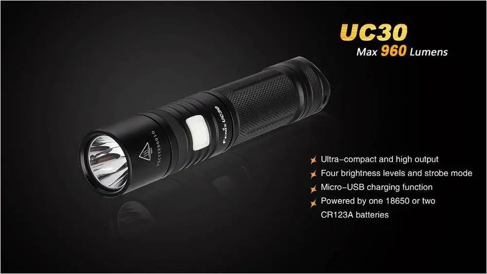 Fenix UC30 flashlight XM-L2 (U2) LED 960 Lumens Micro-USB rechargeable Flashlight w/ Battery | Лампы и освещение