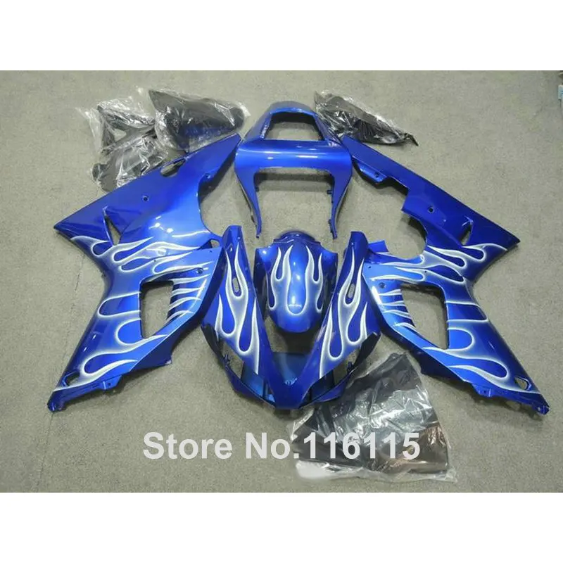 

fairings set for YAMAHA YZF R1 2000 2001 white flames blue high grade fairing kit R1 00 01 Injection molding 3164