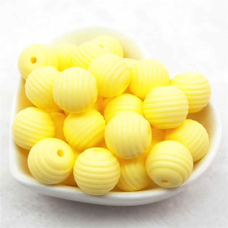 Cream Yellow Chenkai 20 шт. силиконовые спираль Прорезыватель бусины DIY Детские Соска для купания манекен Прорезыватель для зубов Монтессори сенсорными ювелирных изделий игрушечный бисер - Цвет: Cream Yellow