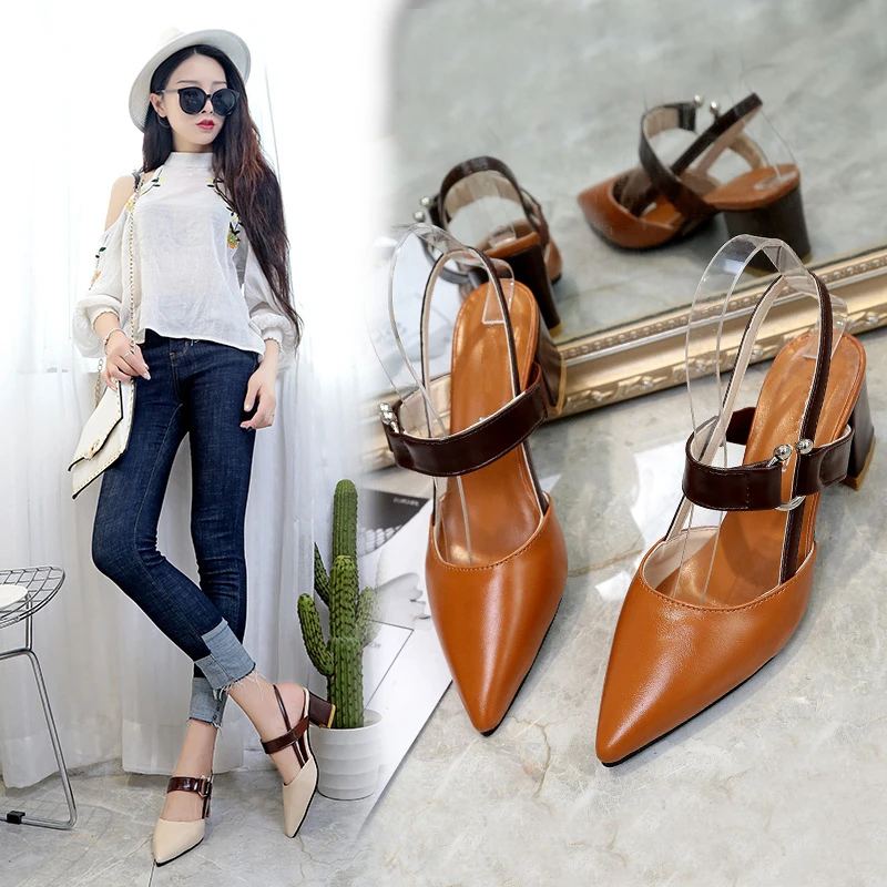 Женские босоножки из искусственной кожи с закрытым носком офисные Элегантные