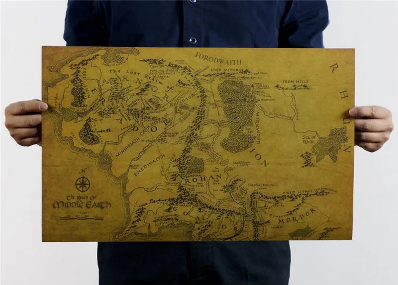 Винтаж смешанный заказ древним ичери мир Карты средняя Земля Карта луна Ретро