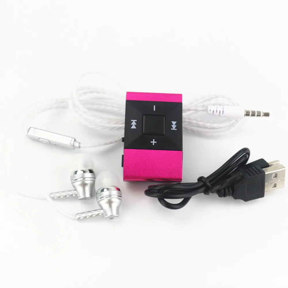 B ROSE RED HAMNOL мини mp3-плеер MP3 клип Поддержка Micro SD карты MP3+ стерео наушники гарнитура+ usb зарядный кабель горячая распродажа - Цвет: B ROSE RED