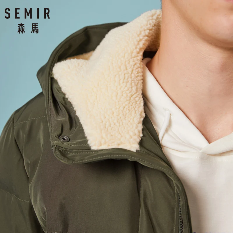 SEMIR Для мужчин стеганая пальто с капюшоном застежкой молнией и пуховое