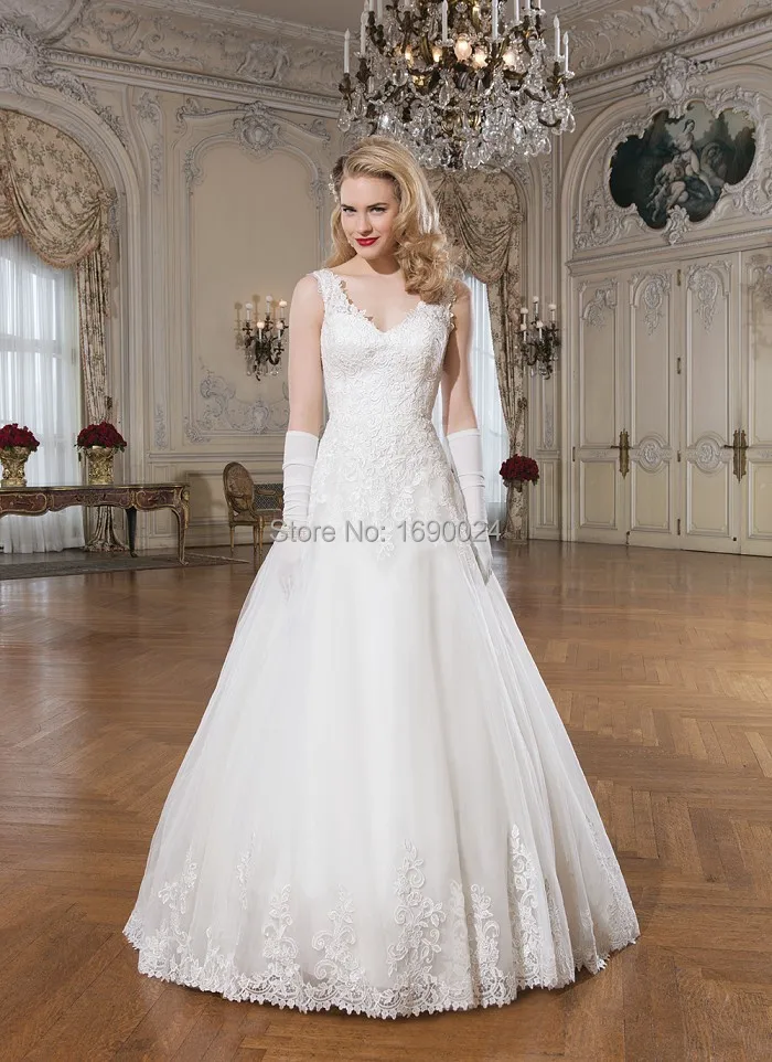 Davis Bridal 2015 Ball gwon Chapel train Organza with lace Wedding Dress Vestido De Noiva LH3678 | Свадьбы и торжества