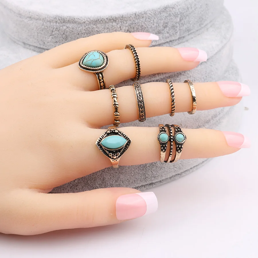 Роскошные кольца 8 шт./компл. богемные ювелирные изделия покрытые антикварным