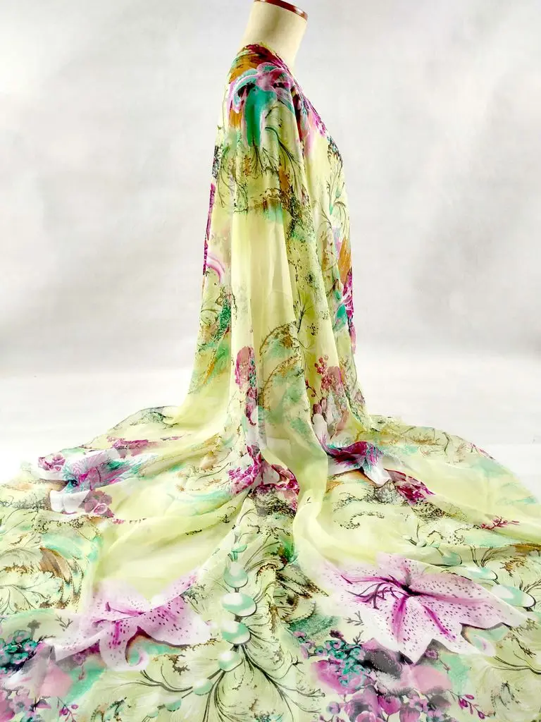 Новые дизайнерские 100% чистый натуральный шелк шифон тутового дерева ткань