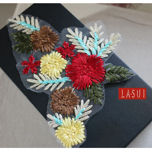 LASUI Новинка 2 шт. = 1 пара 10*17 см Верхняя лента вышивка кружева аппликация 3D одежда с