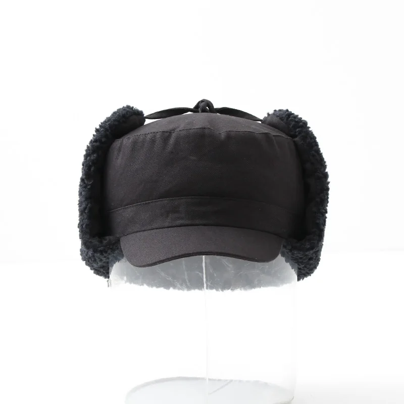 Free shipping High Quality Casual Bomber Hat Man Flats caps earflap filling cotton polyester sherpa warm autumn & winter classic
