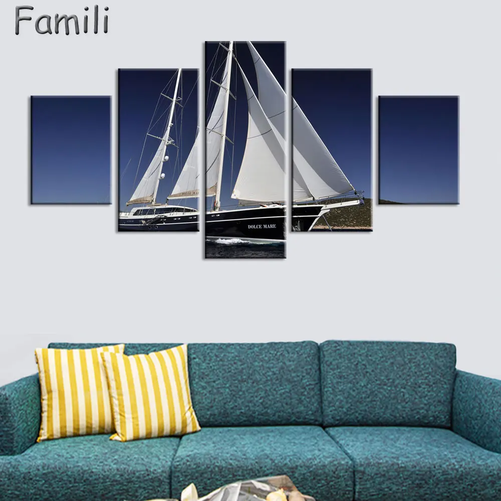 5 шт. высокое качество картина для дома гостиной Настенный декор парусник в море