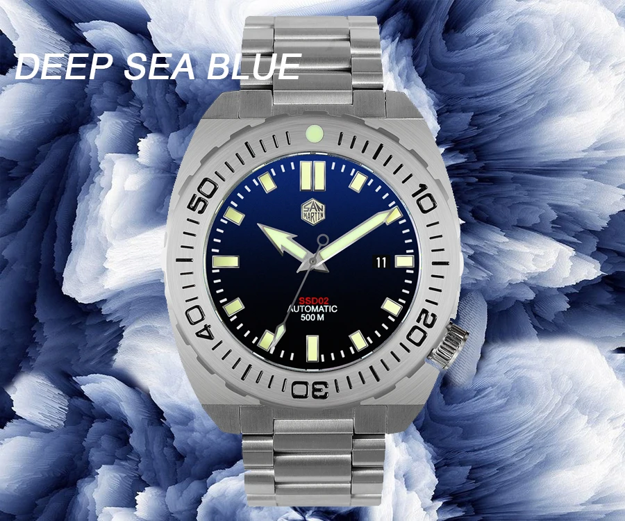 Мужские часы Lugyou San Martin Deep Sea Diver, автоматический Сапфир, водонепроницаемость 500 м, светящаяся нержавеющая сталь, ограниченная серия