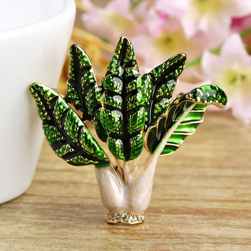 Женская Брошь в виде овощей Blucome зеленая эмалированная брошь форме растения