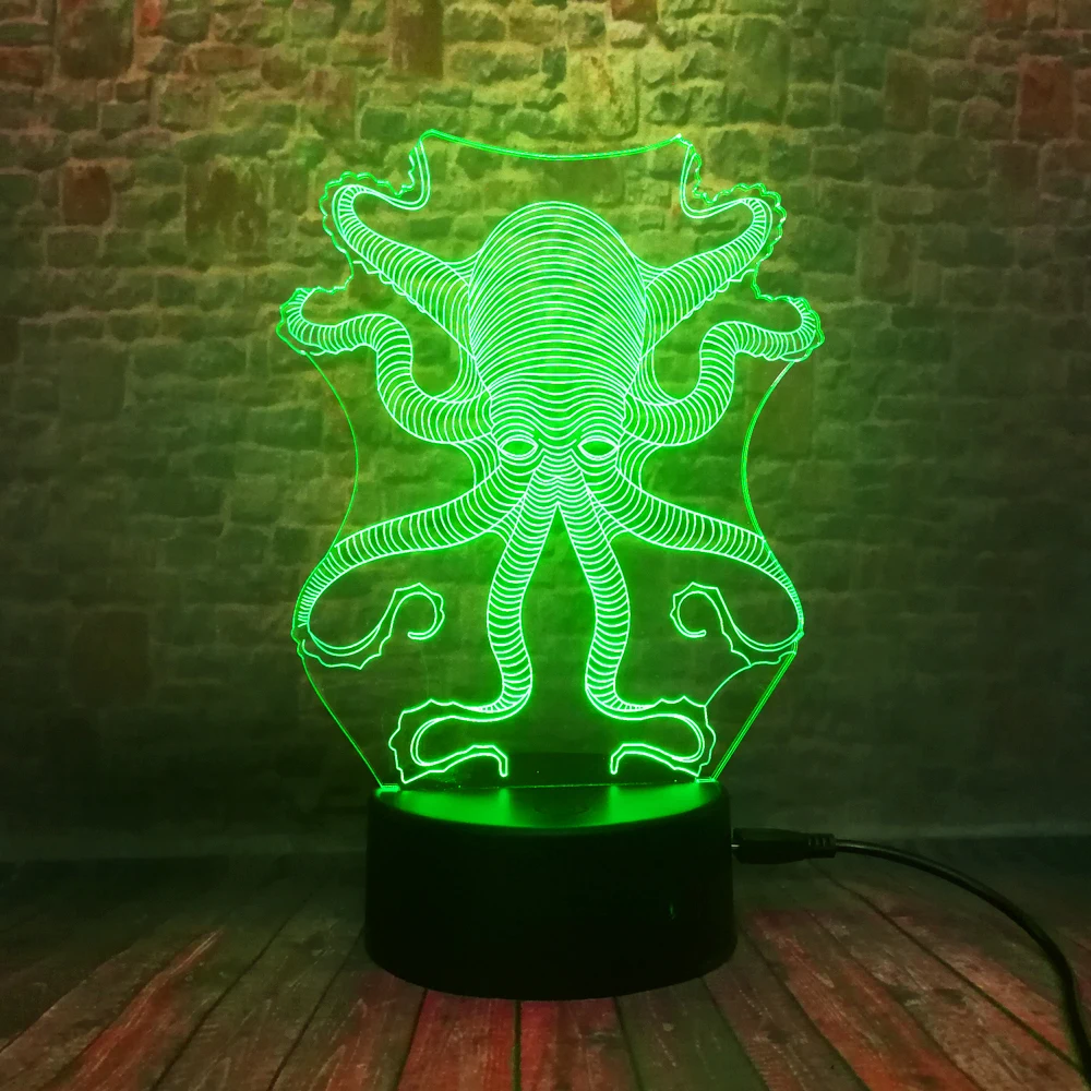 Новый 3D подводный мир рыбы акулы осьминог Кит 7 видов цветов изменение ночного