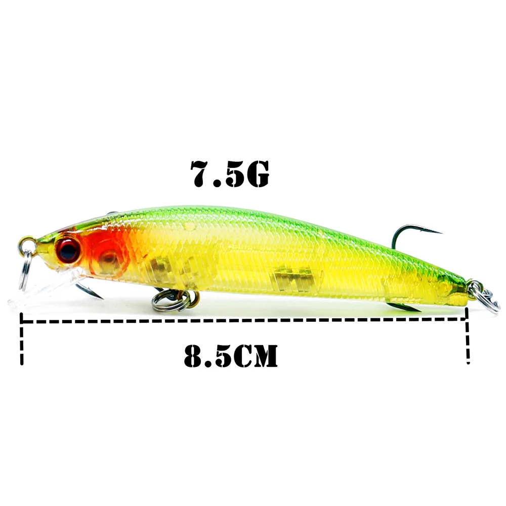 1PCS Quality Laser Minnow Fishing Lure 7.5g 8.5cm Hard Crankbait Wobblers Artificial Floating Jerkbait Trolling Bass Isca Carp