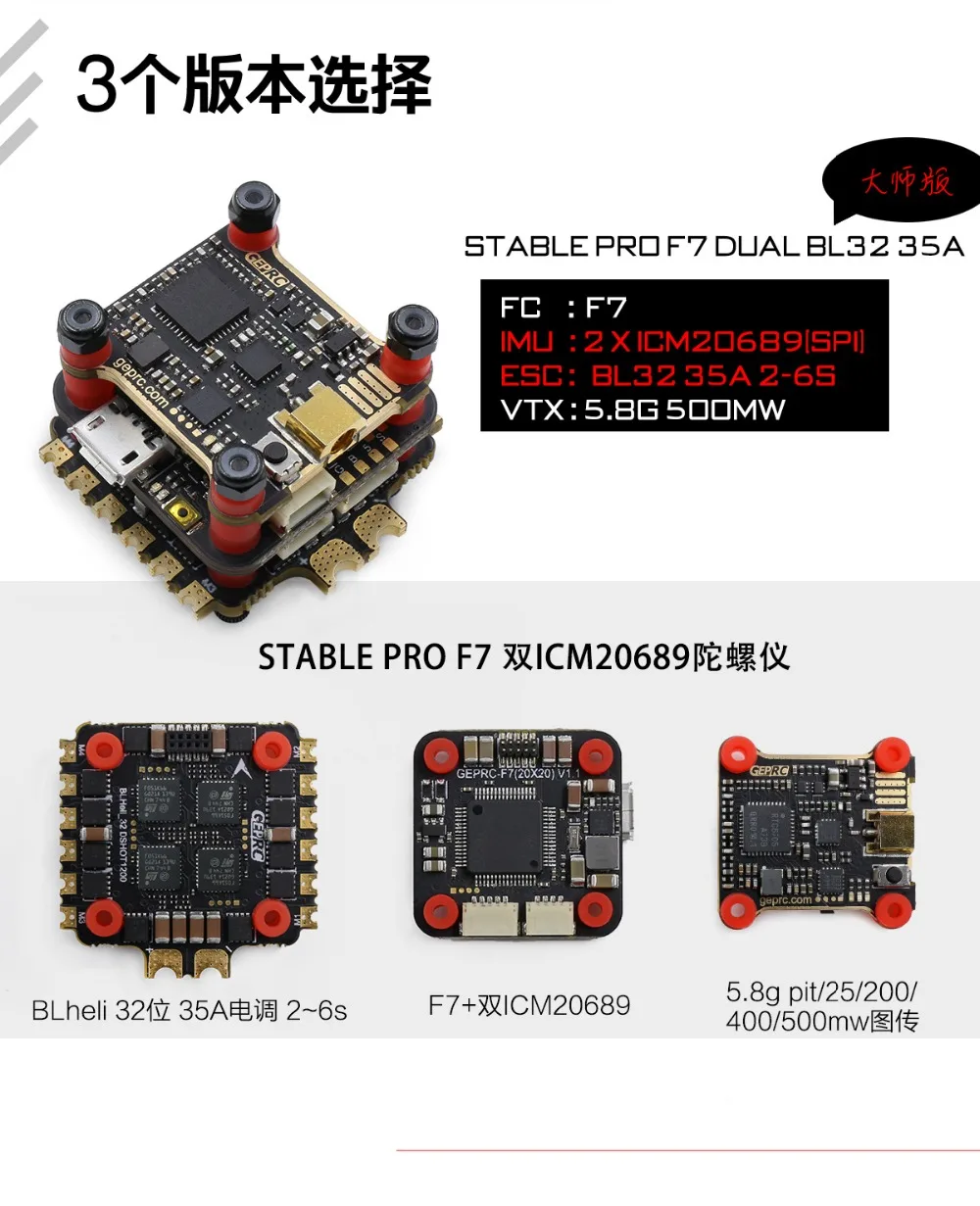GEPRC стабильный Pro F7 DUAL BL 35A Flytower/стабильный Контроллер полета V2 F4+ 35A/30A ESC+ 5,8G 500mW VTX для гоночного дрона FPV