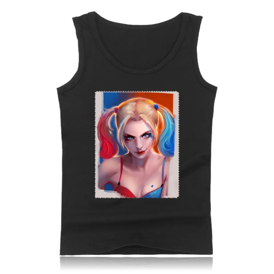 Anime Suicide Squad Harley Quinn Tank Top Men Fitness and Sleeveless Bodybuilding Shirt in 4XL Clothing Summer Vests | Мужская одежда